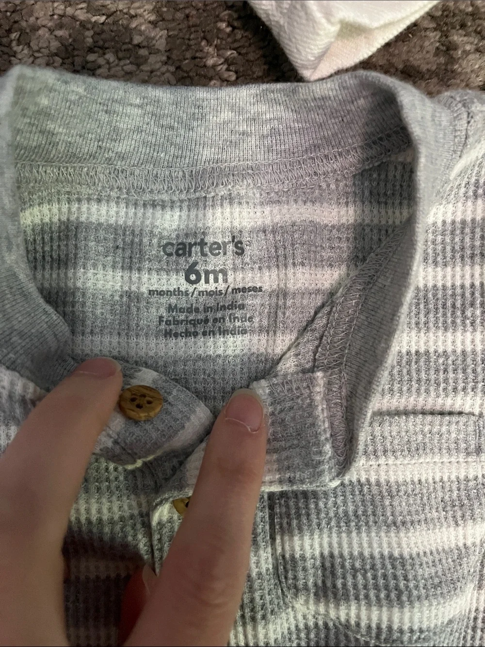 Carter's Gray & White Striped Knit Baby Short Set - Picture 2 of 4